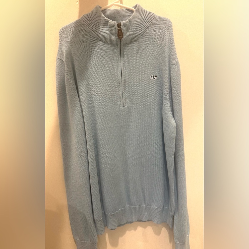 Vineyard Vines Kids Light Blue Half-Zip Sweater